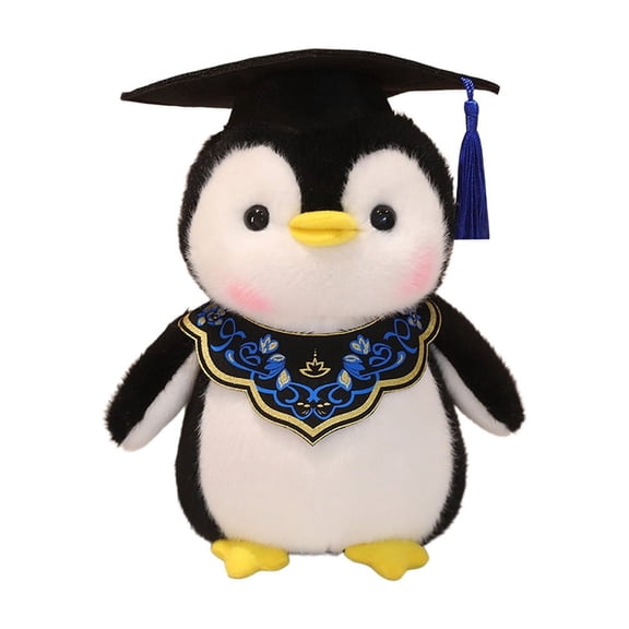 Blue Penguin Plush Graduation Toy Soft Cotton Stuffed For Student Present