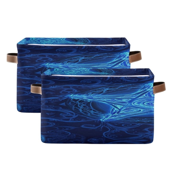 Blue Pentacles Abstract Pattern Square Storage Bins with Handles Collapsible Containing Box 2 Packs