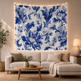 thumbnail image 1 of Blue Peony Garden Chinoiserie Pattern, Peaceful Watercolor Style for Botanical Art Lovers, Classic Wall Art, Housewarming Gift, Tapestry Wall Hanging for Bedroom and Living Room, 1 of 6