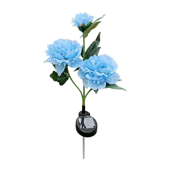 Blue Peony Solar Garden Stake Light, Realistic Artificial Flower, Waterproof LED Decor for Patio, Pathway & Spring Garden