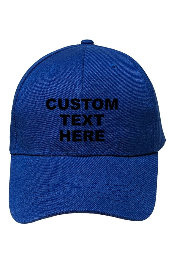 Blue Personalized Text Embroidered Unisex Baseball Cap, Adjustable Hat, Custom Text