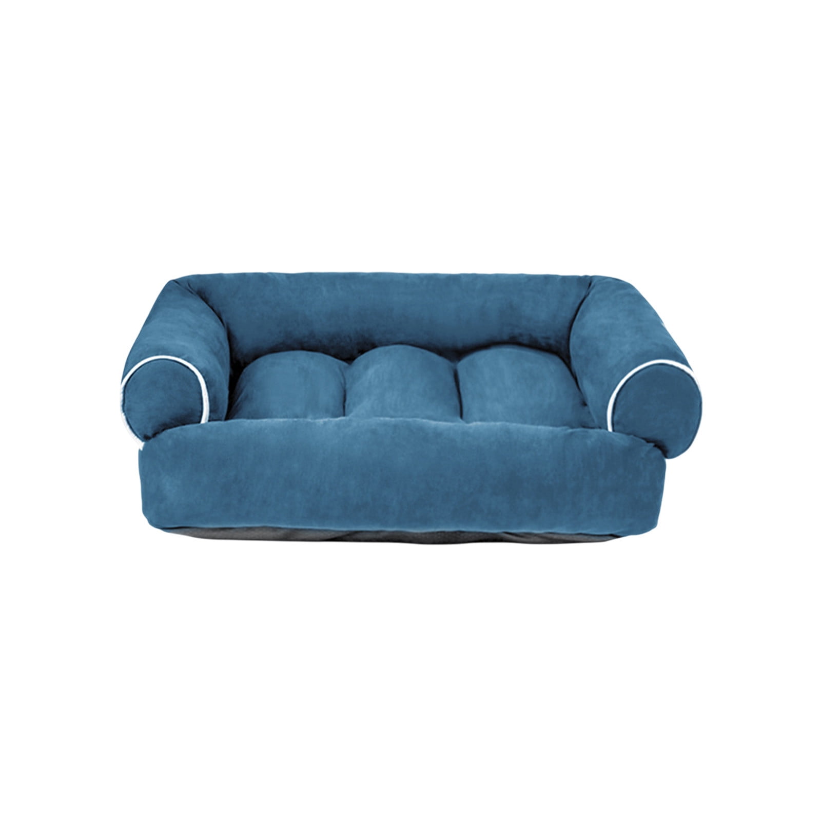 Blue Pet Sofa Bed For Small Dogs Suede Covered Couch With Bolster Washable Orthopedic Foam Non Slip Bottom For Extra Small To Medium Breeds