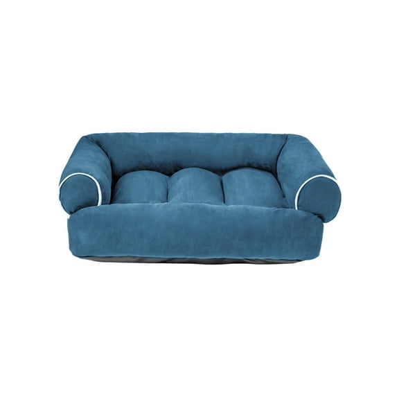 Blue Pet Sofa Bed For Small Dogs Suede Covered Couch With Bolster Washable Orthopedic Foam Non Slip Bottom For Extra Small To Medium Breeds