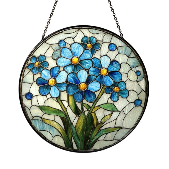 Blue Petal Stained Glass Suncatcher, Window Decor Gift for Mom or ...
