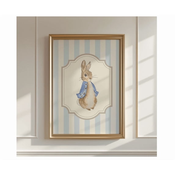 Blue Peter Rabbit Illustration Nursery Vertical Wall Art Poster Home ...