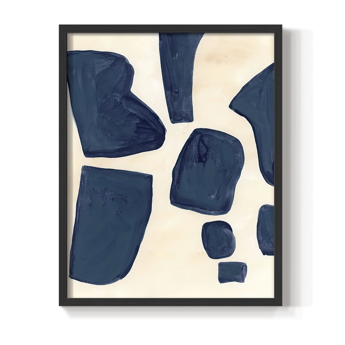 Blue Pieces I Framed Print in Black Solid Wood Framed Print No Nail Hanging