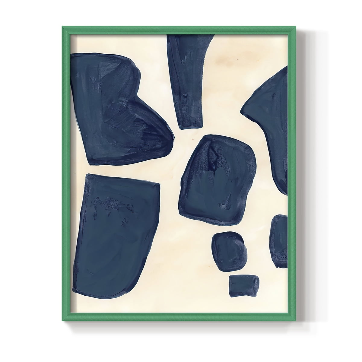 Blue Pieces I Framed Print in Green Solid Wood Framed Print No Nail Hanging