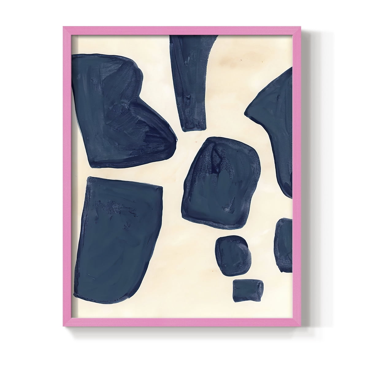 Blue Pieces I Framed Print in Pink Solid Wood Framed Print No Nail Hanging