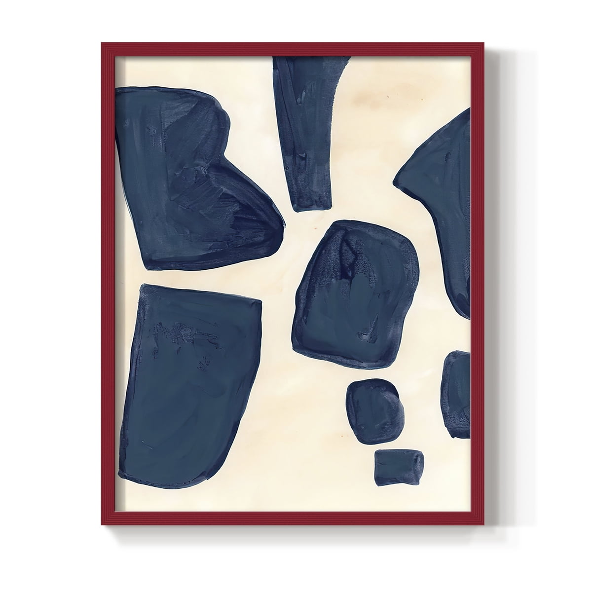 Blue Pieces I Framed Print in Red Solid Wood Framed Print No Nail Hanging