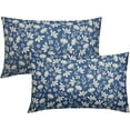 thumbnail image 1 of Blue Pillow Covers 12x20 Set of 2 Vintage Floral Rustic Old Style Cute Flower Print Rectangle Decorative Outdoor Pillowcases Seasonal Farmhouse Throw Cushion Case Couch Sofa Bed Decor, 1 of 6