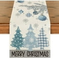 thumbnail image 1 of Blue Pine Trees Merry Christmas Table Runner, Winter Xmas Holiday Kitchen Dining Table Decoration for Home Party Decor 13x90 Inch, 1 of 6