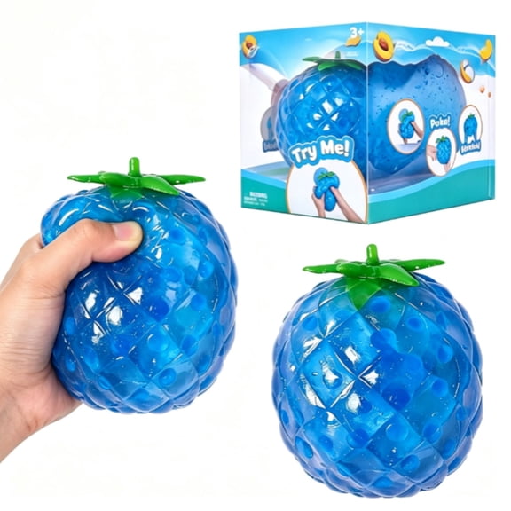 Blue Pineapple Bead Stress Ball, 2.7'' Ultra-Soft Slow Rising Squeeze Squishy, Sensory Fidget Toy for Adults Focus & Relaxation