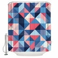 thumbnail image 1 of Blue Pink Abstract Shower Curtain, 60" x 72", Geometric Modern Art Waterproof Bathroom Curtain Washable Shower Curtain Set with 12 Hooks, 1 of 6