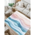 thumbnail image 1 of Blue Pink Area Rug for Bedroom 3x5 Ft Ombre Sea Wave Abstract Watercolor Ocean Coastal Super Soft fuzzy Throw Rug Non-Slip Fluffy Plush Indoor Floor Carpet for Living Room Nursery Home Decor, 1 of 8