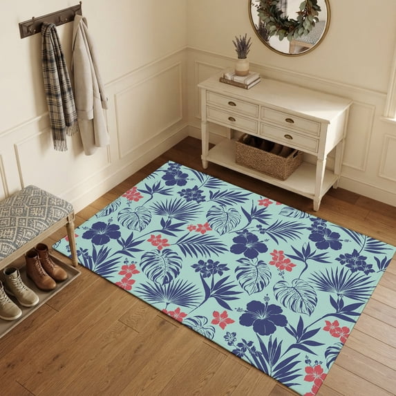 Blue Pink Area Rugs 3'x5', Washable Small Throw Rugs for Living Room ...