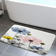 thumbnail image 1 of Blue Pink Bathroom Rugs Mat, Cute Daisy Flower Elegant Wildflower Design Farmhouse Bath Rugs, Unique Floral Door Mats, 17X48in, 1 of 4