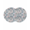 thumbnail image 1 of Blue Pink Botanical Round 15 Inch Placemats Set of 2, Spring Floral Vintage HeatResistant Non Slip Place Mats for Dining Table, Wipeable Braided Kitchen Table Mats for Housewarming, 1 of 9