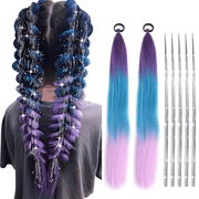 GROBRO7 Women Blue Pink Braids Hair Extensions