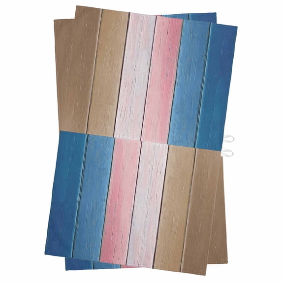 Blue Pink Brown Ombre Kitchen Towels Set of 2, Water Absorbent Dish Towel, Vintage Farmhouse Wooden Decorative Hand Towels - Quick Drying Cloth for Cooking Baking, 18x28 Inch