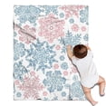 thumbnail image 1 of Blue and Pink Christmas Snowflake Pattern Blanket,Comfortable Soft Lamb Wool Throw Blanket,All Season,Warm Lightweight Blankets for Sofa Bed Couch Living Room Chair,30"x40", 1 of 4