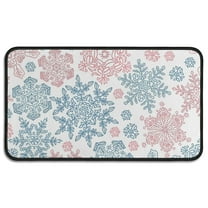 Blue and Pink Christmas Snowflake Pattern Door Rugs,Washable Non Slip Door Mats Indoor,Decorative Door Mats,Entry Mat Indoor for Entrance,Bedroom,Kitchen,Bathroom,30"x17"
