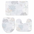 thumbnail image 1 of Blue Pink Coral Coastal Bath Mat 3 Piece Bathroom Rug Set, Nautical Starfish Summer Beach Non Slip Bath Rug Contour Mat and Toilet Lid Cover, Absorbent Shower Mats Soft Bath Rugs and Mats Sets, 1 of 8