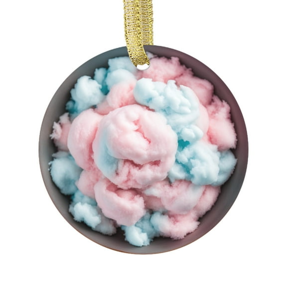 Blue & Pink Cotton Candy Fluff Food Lovers Foodie Novelty Holiday Christmas Ornament Xmas Tree Gift (Flat Design Printed on Ceramic, NOT 3D)