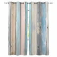 thumbnail image 1 of Blue Pink Cream Stripe Kitchen Curtains Farmhouse Vintage Wooden Cafe Short Curtains for Bathroom Blackout Window Curtain Grommet Small Window Treatment Tier Drapes for Bedroom Living Room 52"x45"x2, 1 of 9