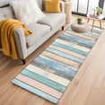 thumbnail image 1 of Blue Pink Cream Stripe Kitchen Runner Rug 2x6 Washable Runners for Hallway Non Slip Farmhouse Vintage Wooden Large Area Rug Indoor Floor Carpet for Bathroom Laundry Entryway Bedroom Living Room, 1 of 8