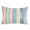 thumbnail image 1 of Blue Pink Cream Stripe Throw Pillow Cover 20 x 30 Inch Decorative Pillow Cover Farmhouse Vintage Wooden Lumbar Pillowcase Seasonal Rectangle Cushion Case for Couch Sofa Bed Living Room, 1 of 7