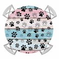 thumbnail image 1 of Blue Pink Dog Paws Prints Round Tablecloth for 55-60 Inch Tables, Fitted Table Cover with Elastic Edge, Farmhouse Beige Wood Waterproof Outdoor Table Cloth Protector for Patio Garden Dinner Picnic, 1 of 9