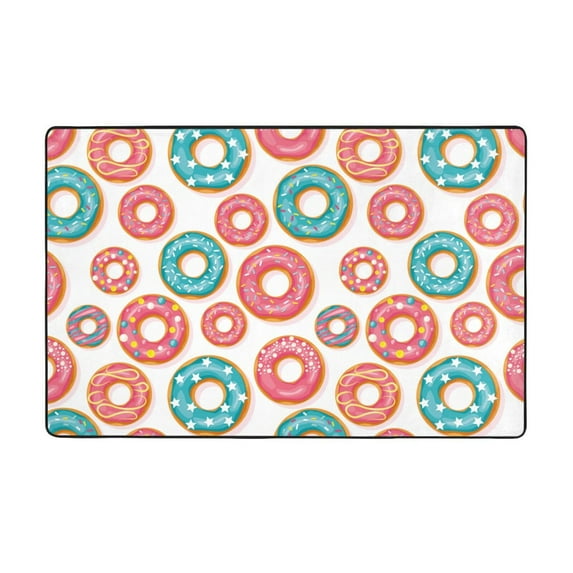 Blue Pink Donuts Print Shaggy Area Rug, Rugs for Living Room Bedroom Non Slip Door Mat Indoor Carpet Machine Washable Nursery Home Decor Floor Mats for Entryway 60x39in-#