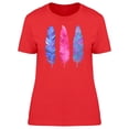 thumbnail image 1 of Blue & Pink Ethnic Feathers T-Shirt Women -Image by Shutterstock, Female Large, 1 of 2