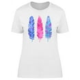 thumbnail image 1 of Blue & Pink Ethnic Feathers T-Shirt Women -Image by Shutterstock, Female Medium, 1 of 2