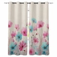 thumbnail image 1 of Blue Pink Flowers Blackout Curtains for Bedroom Living Room Darkening Curtains 54 Inch Long Spring Garden Floral Rustic Burlap Short Curtain for Small Window Treatment Grommet Drapes 42"x54"x2, 1 of 9