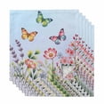 thumbnail image 1 of Blue Pink Flowers Cloth Napkins, Spring Floral Butterfly Elegant Pastoral Washable and Reusable Dinner Napkins Set of 6, Table Napkin for Kitchen Party Birthday Wedding Hotel Housewarming 20"x20", 1 of 9
