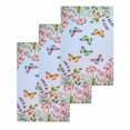 thumbnail image 1 of Blue Pink Flowers Kitchen Dish Towels for Drying Dishes Set of 3, Spring Floral Butterfly Elegant Pastoral Waffle Weave Microfiber Hand Tea Bathroom Towels Quick Dry & Absorbent Towel 15.7x23.6, 1 of 7