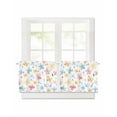 thumbnail image 1 of Blue Pink Flowers Short Blackout Curtains 36 Inch Long Spring Watercolor Leaves Floral Rod Pocket Kitchen Curtains, 2 Panels Thermal Insulated Room Darkening Drapes for Bedroom, 42"W x 36"L, 1 of 5