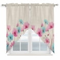 thumbnail image 1 of Blue Pink Flowers Swag Valances for Windows 2 Pack, Kitchen Window Curtains 36 Inch Length, Spring Garden Floral Rustic Burlap Privacy Swag Curtains for Living Room/Bathroom with Rod Pocket 36"x36", 1 of 8