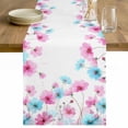 thumbnail image 1 of Blue Pink Flowers Table Runner 36 Inches Long Farmhouse Dress Scarves, Spring Garden Floral Watercolor Dining Tablerunner for Coffee Table/Kitchen Island/Party Décor, Small 13" x 36", 1 of 8