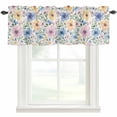 thumbnail image 1 of Blue Pink Flowers Valances for Windows Spring Watercolor Floral Leave Rod Pocket Curtain Valance Window Treatment Short Curtains for Kitchen Living Room, 42"x12", 1 of 9