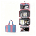 thumbnail image 1 of Blue Pink Foldable Hook Toiletry Storage Bag, Waterproof Multi Compartment Handheld Skincare And Makeup Bag, 1 of 8
