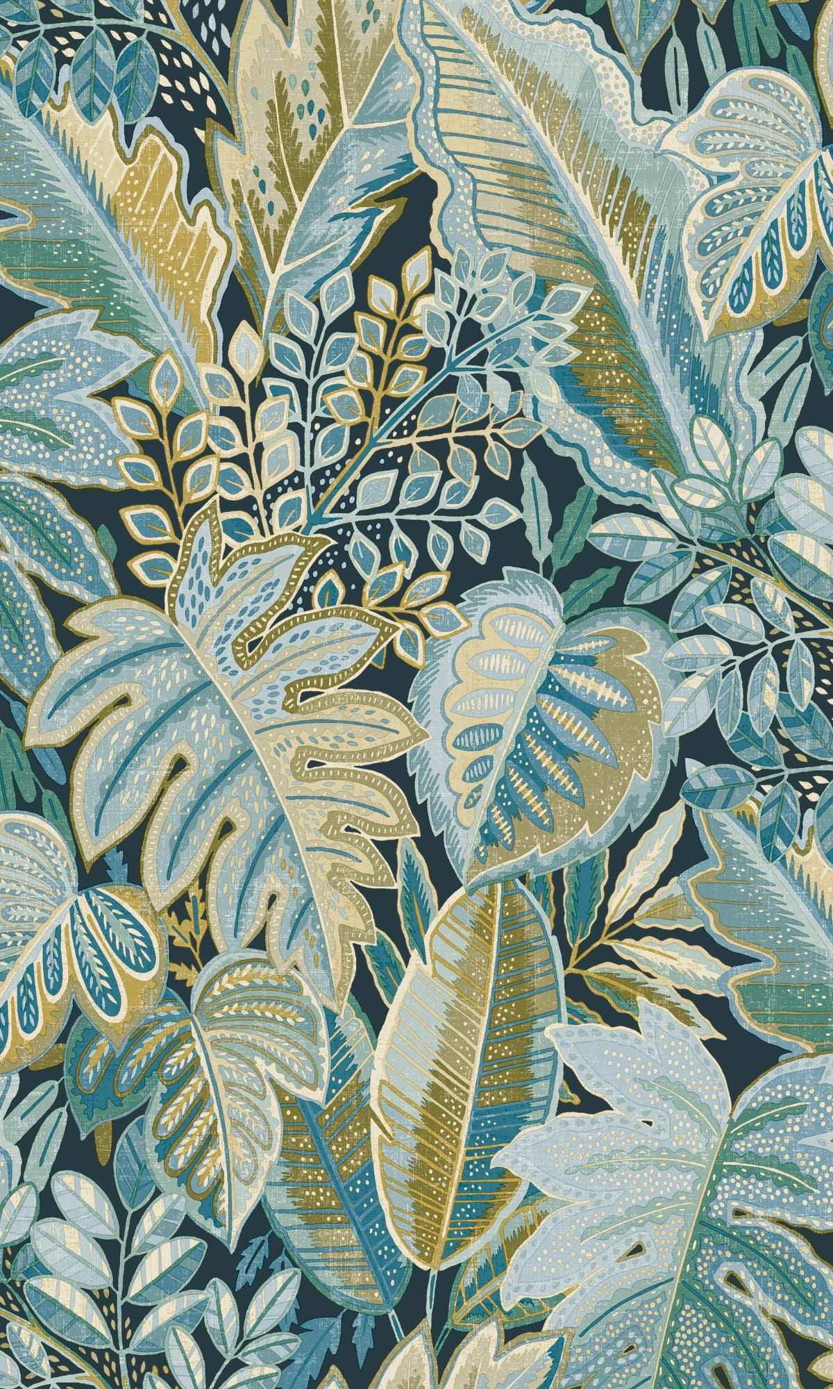 Blue Pink Furry Leaves Tropical Wallpaper
