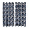 thumbnail image 1 of Blue Pink Geometric Kitchen Curtains 63 Inch Length, Ethnic Boho Modern Abstract Art Grommet Top Bedroom Living Room Curtains, Light Filtering Cafe Curtain Drapes 2 Panels Set 84''x63'', 1 of 9