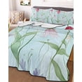 thumbnail image 1 of Blue Pink Green Floral King Size Down Alternative Comforter, Lightweight Comforter Quilt Bedding Set with Pillow Shams Seasonal Botanical Blooms All Seasons Bed Comforter Duvet Insert 96"x106", 1 of 7