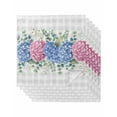 thumbnail image 1 of Blue Pink Hydrangea Cloth Napkins Set of 6 Reusable Dinner Napkins, Eucalyptus Leaves Grey Plaid Cocktail Napkin Washable Table Napkins for Wedding/Holiday Party/Baby Shower 20"x20", 1 of 7