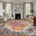 thumbnail image 1 of Blue Pink Large Area Rug 8x10 FT, Non Slip Living Room Throw Carpet, Boho Middle Century Geometric Abstract Washable Soft Indoor Outdoor Carpet Non-Shedding Rug for Bedroom Dining Room, 1 of 9