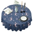 thumbnail image 1 of Blue Pink Moon Star Planet Pattern Round Tablecloth 60"x60",Wrinkle Wipeable Table Cloth for Kitchen Dining Room Picnic Patio Party, 1 of 6