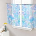 thumbnail image 1 of Blue Pink Mshroom Sheer Curtains 54 Inch Length 2 Panels Set, Contemporary Botanical Butterfly Art Voile Window Treatment Rod Pocket Short Kitchen Curtains Drapes for Bedroom 52"x54"x2, 1 of 7