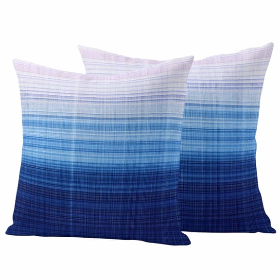 Blue Pink Ombre Outdoor Waterproof Pillow Covers, Gradient Abstract Stripes Texture Decorative Square Throw Pillowcase Sofa Cushion Sham for Patio/Couch/Chair, 24"x24" 2 Pack